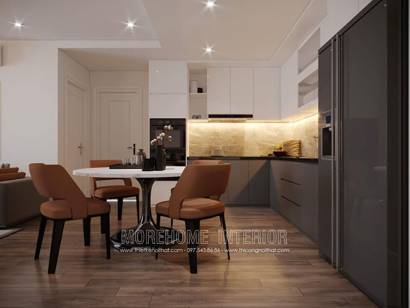 Mẫu tủ bếp màu trắng đẹp, sang trọng cho không gian bếp hiện đại Tủ bếp đẹp