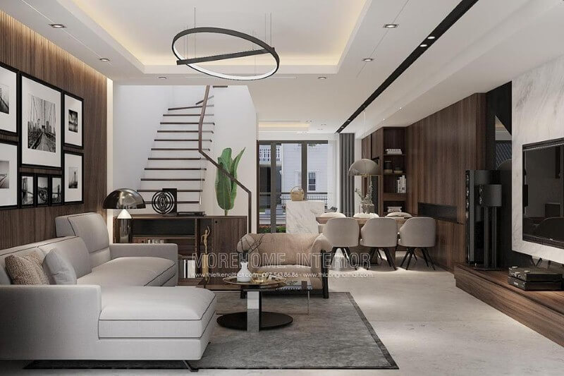 Mẫu thiết kế phòng khách liền bếp đẹp, tạo nên không gian thông thoáng là một trong những xu hướng ấn tượng nhất hiện nay. Thiết kế nội thất phòng khách biệt thự