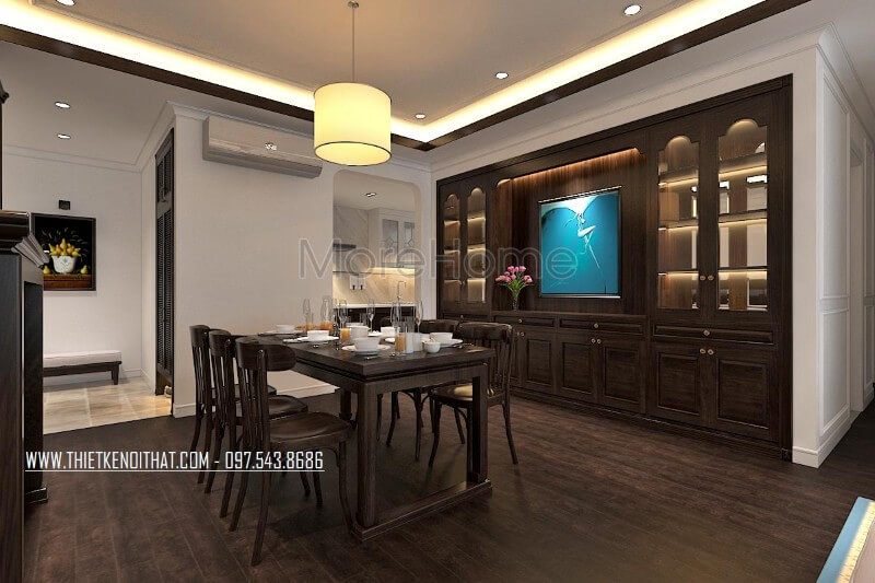 Bộ bàn ăn 6 ghế được làm hoàn toàn bằng gỗ tự nhiên phong cách truyền thống mang đến không gian ăn uống thực sự ấn tượng, kết hoàn hảo với nội thất tổng thể ngôi nhà