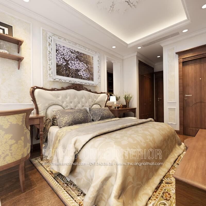 Giường ngủ gỗ óc chó phong cách tân cổ điển, từng đường cong tinh tế, sắc nét mang đến một không gian sang trọng và tinh tế hơn cả