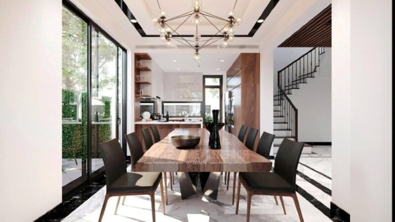Bố trí nội thất phòng ăn hiện đại sang trọng cho nhà phố, biệt thự.
