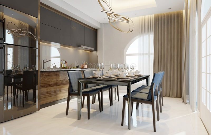 Trang trí nội thất phòng bếp đẹp với đầy đủ nội thất hiện đại, tiện nghi mang đến căn phòng bếp lí tưởng.