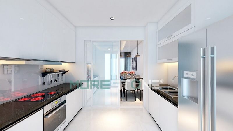 Mẫu đá ốp bếp solid surface HIMACS - M603 Aurona Sanremo ốp mặt bếp cho chung cư